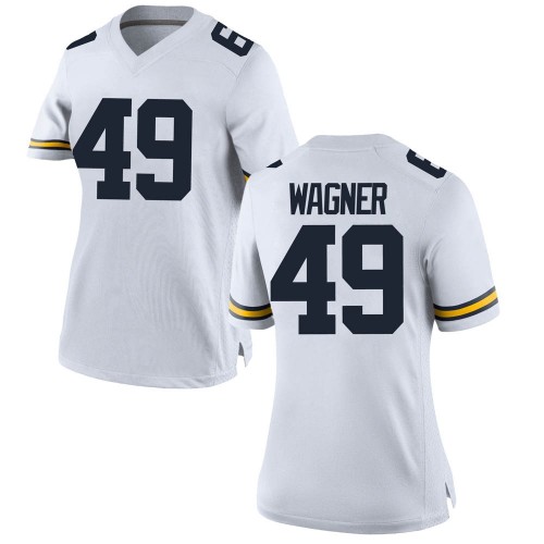 William Wagner Michigan Wolverines Women's NCAA #49 White Game Brand Jordan College Stitched Football Jersey VBJ8454TH